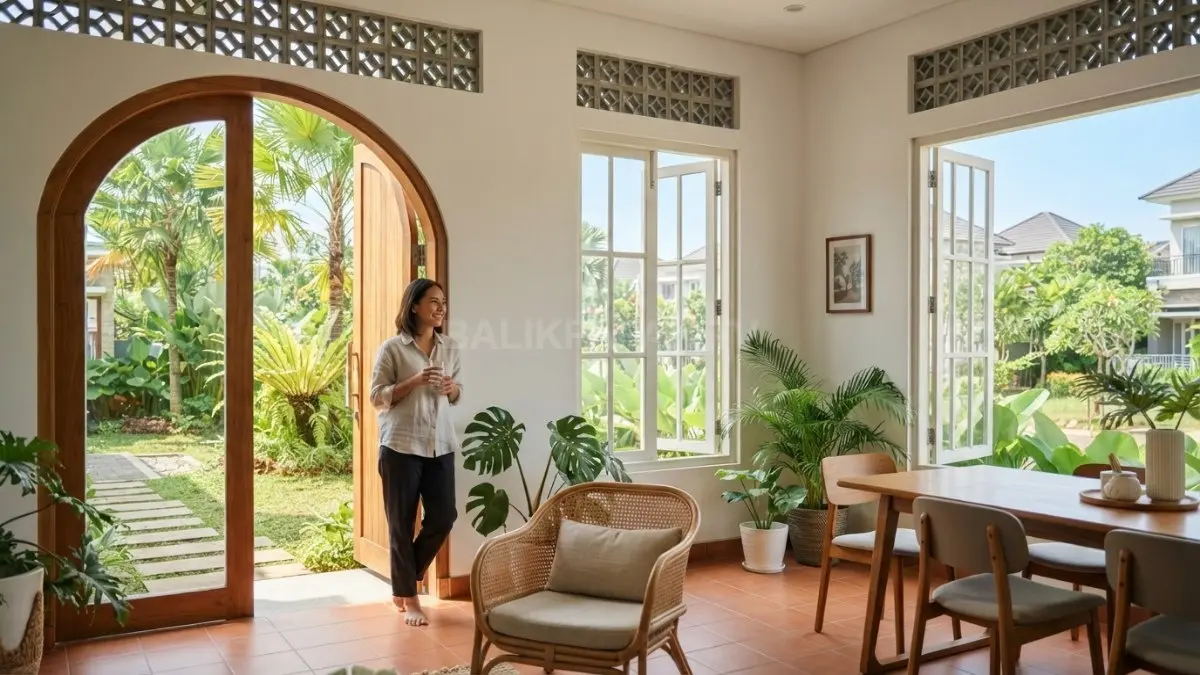 Ventilasi silang membantu menjaga sirkulasi udara, menghadirkan kenyamanan tropis, sekaligus memperkuat karakter rumah Italia melalui bukaan dan elemen dekoratif  (BTV/AI)
