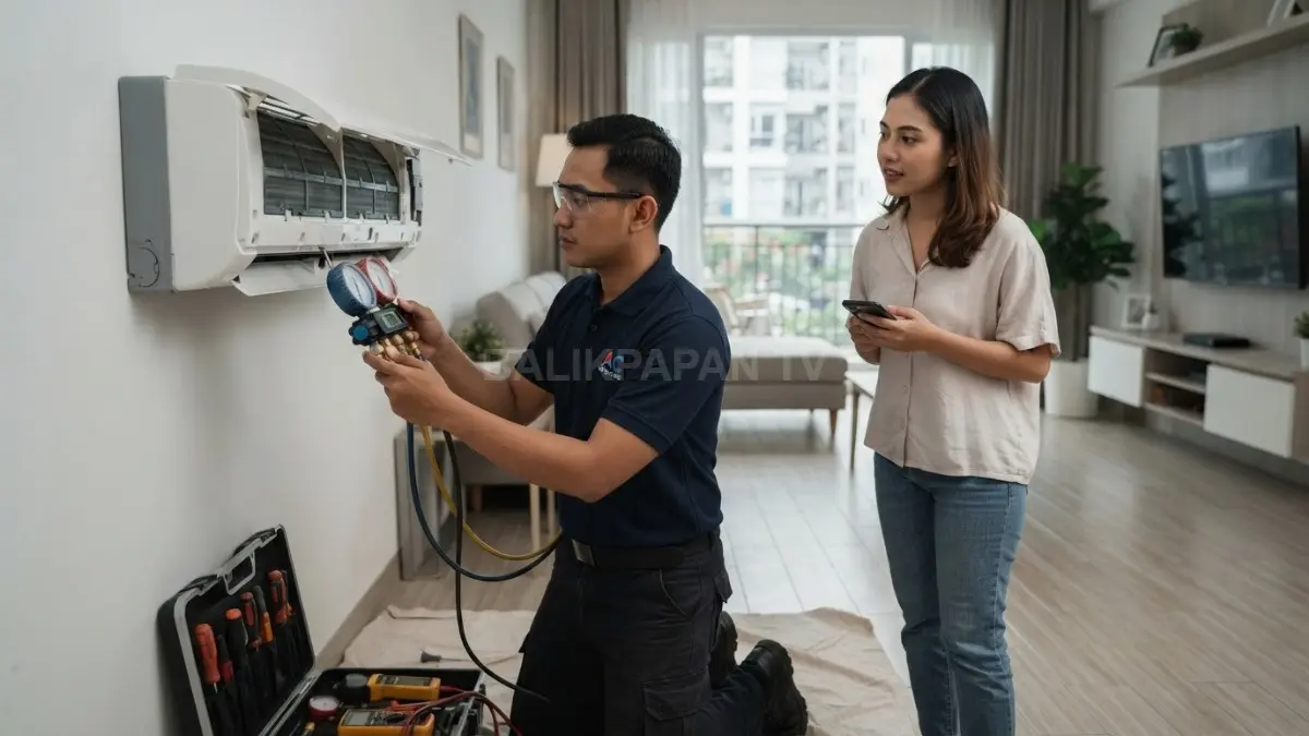 AC kurang dingin tidak selalu berarti refrigeran habis, periksa kebocoran sebelum menambahnya agar tetap aman (BTV/AI)
