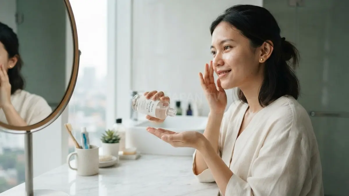 Air mawar menyegarkan wajah setelah dibersihkan, sebelum serum atau pelembap digunakan untuk melengkapi rutinitas skincare harian (BTV/AI)
