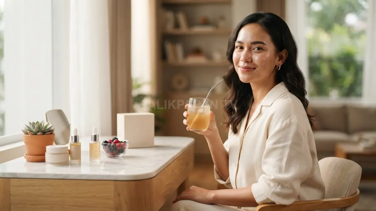 Rutin mengonsumsi suplemen kolagen membantu menjaga kelembapan serta elastisitas kulit agar tetap sehat memesona. (BTV/Ai)