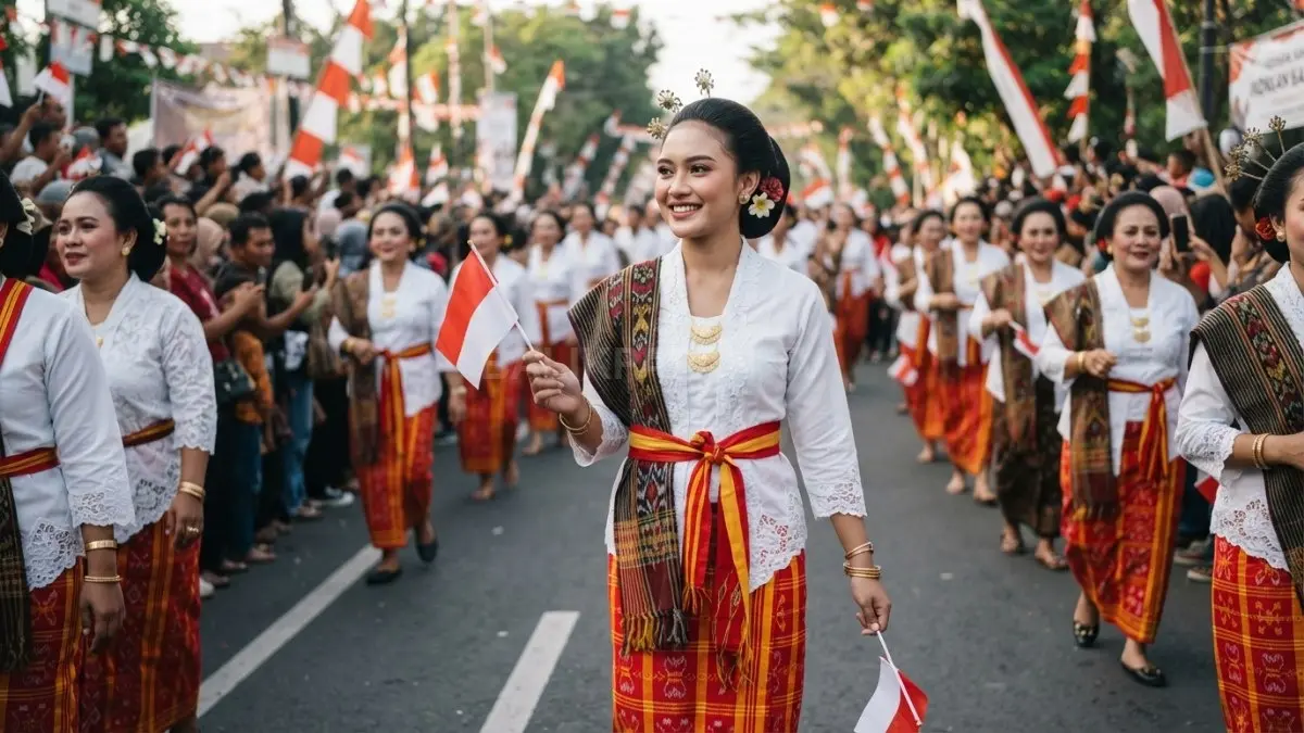 Baju Cele Maluku menjadi pilihan menarik untuk pawai, menampilkan kekayaan budaya melalui motif khas dan tampilan seragam (BTV/AI)
