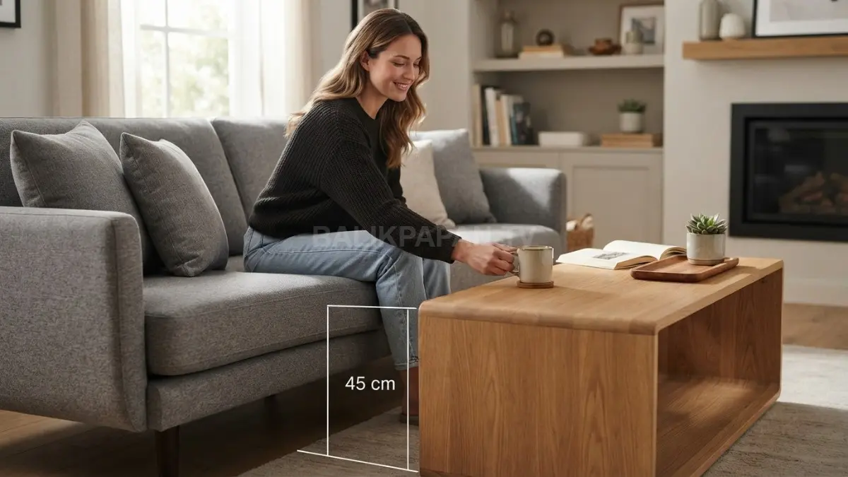 Jarak meja dan sofa yang proporsional menciptakan sirkulasi nyaman serta akses mudah untuk aktivitas keluarga sehari-hari. (BTV/AI)