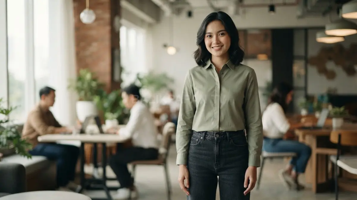 Panjang atasan yang tepat membantu menciptakan tampilan busana rapi, seimbang, dan nyaman untuk aktivitas sehari-hari. (BTV/AI)