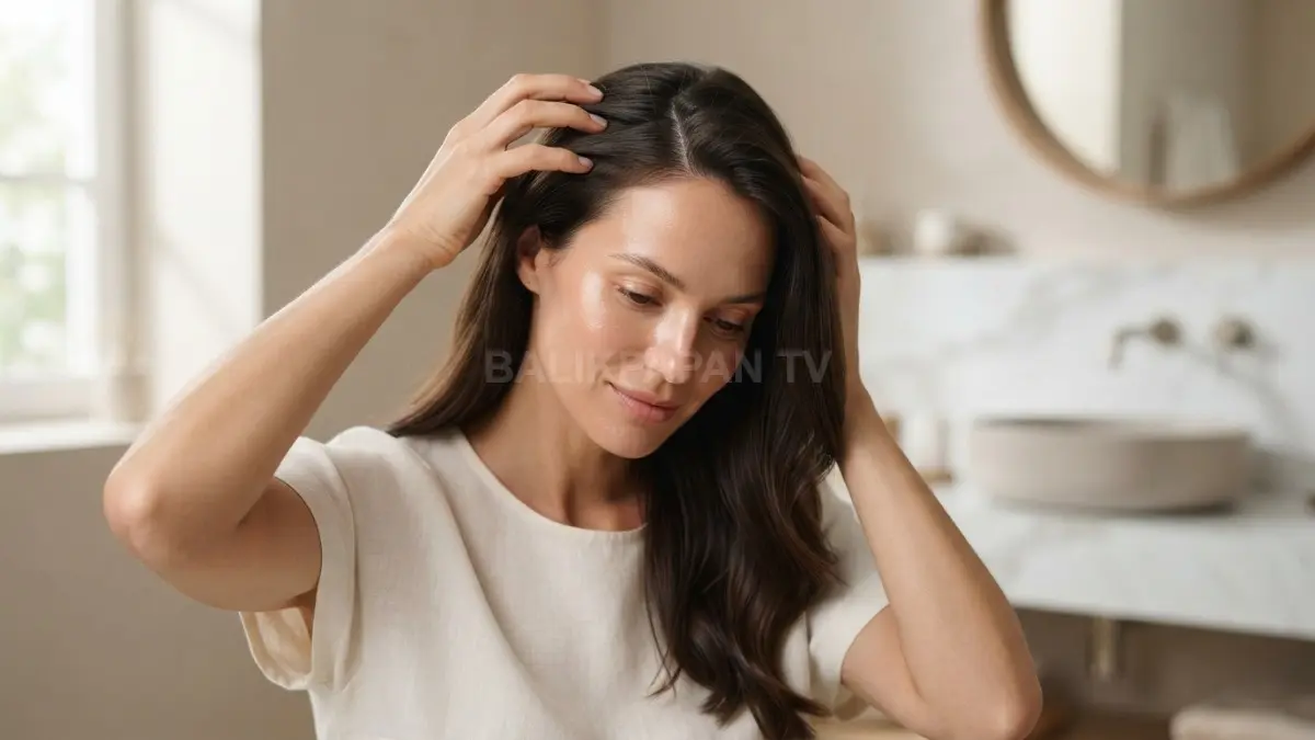 Pijatan lembut pada kulit kepala sehat menjaga keindahan serta kekuatan rambut agar tampak berkilau. (BTV/Ai)