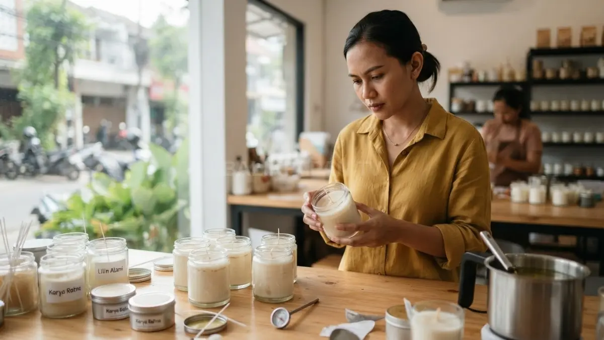 Setelah wax dituangkan, biarkan lilin mendingin alami, periksa sumbu, permukaan, dan kebersihan sebelum digunakan (BTV/AI)
