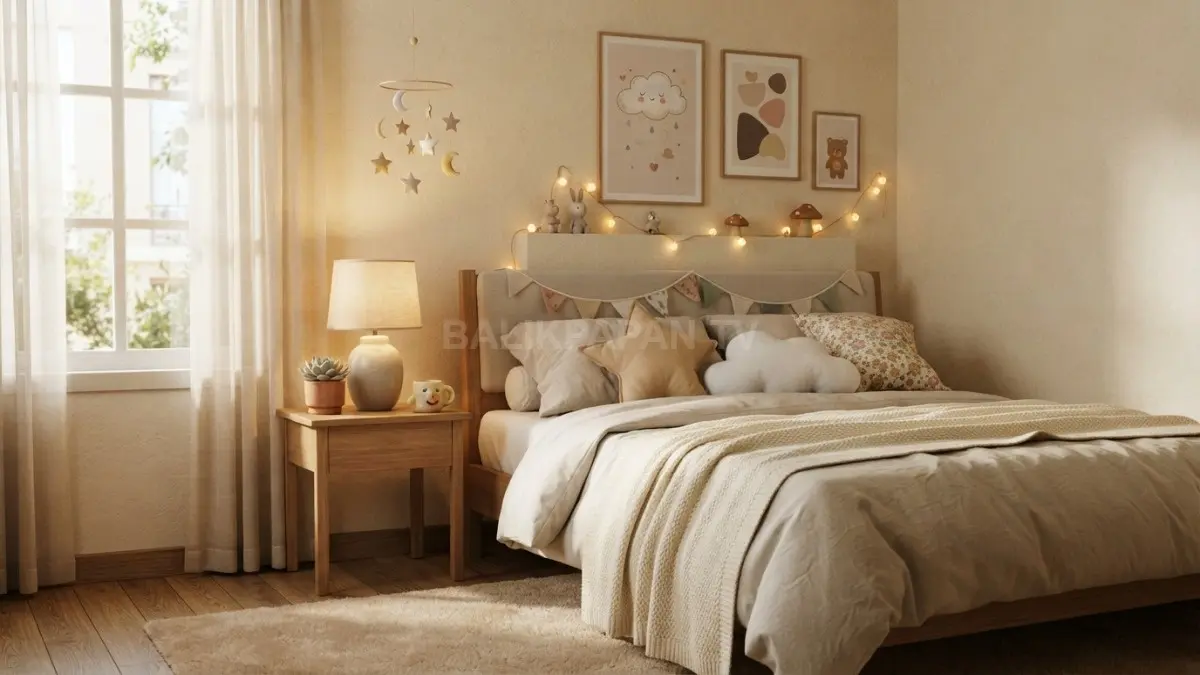 Whimsical cute room memadukan wall art, aksesori playful, warna pastel, dan dekorasi fantasi secara rapi. (BTV/AI)