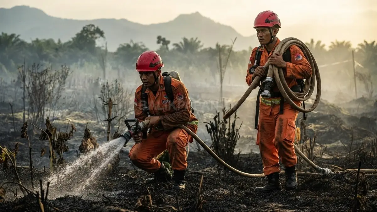 Asap dan kondisi langit di kawasan Balikpapan saat musim kemarau serta ancaman karhutla di Kalimantan Timur.