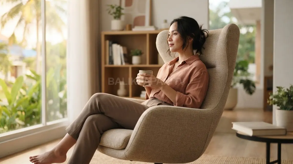 Bantalan kursi memengaruhi kenyamanan duduk, terutama ketika sandaran tinggi digunakan untuk menopang punggung lebih stabil. (BTV/AI)