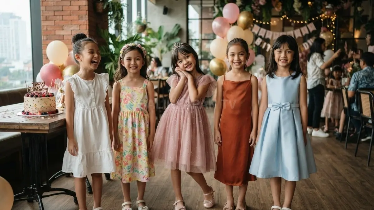 Lima inspirasi dress anak untuk pesta ulang tahun, dari simpel, floral, princess, satin hingga elegan (BTV/AI)
