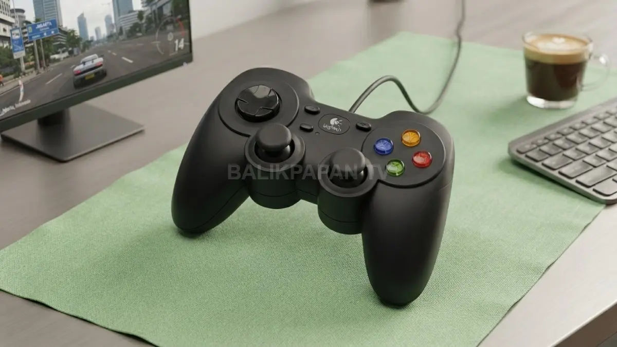Logitech F310 menawarkan pengalaman gaming PC sederhana, praktis, dan stabil melalui koneksi kabel USB tanpa baterai. (BTV/AI)
