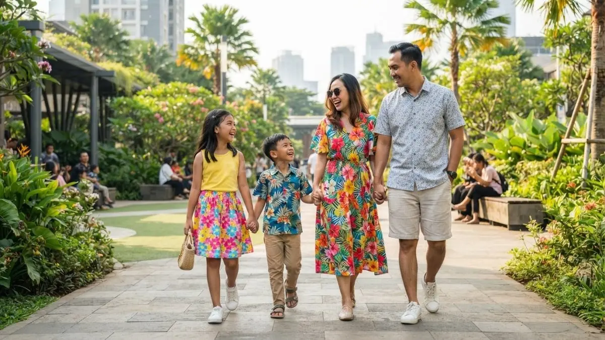 Outfit anak bernuansa Encanto menghadirkan warna cerah, motif bunga, dan gaya nyaman untuk berbagai acara outdoor. (BTV/AI)
