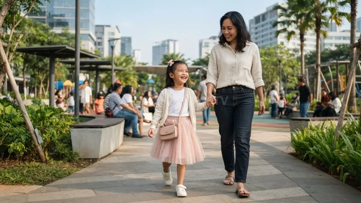 Outfit princess modern menawarkan tampilan manis, nyaman, fleksibel, dan tetap cocok untuk berbagai acara anak. (BTV/AI)

