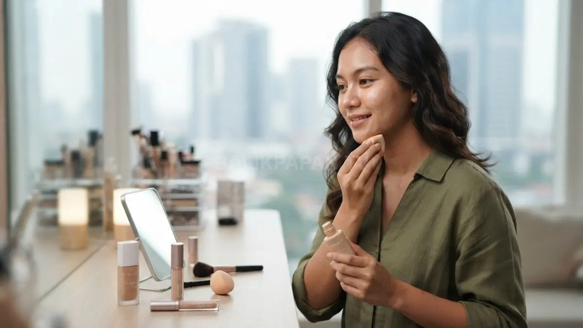 Pilih foundation sesuai warna kulit, cek di cahaya alami, lalu tes menggunakan kamera sebelum wisuda (BTV/AI)
