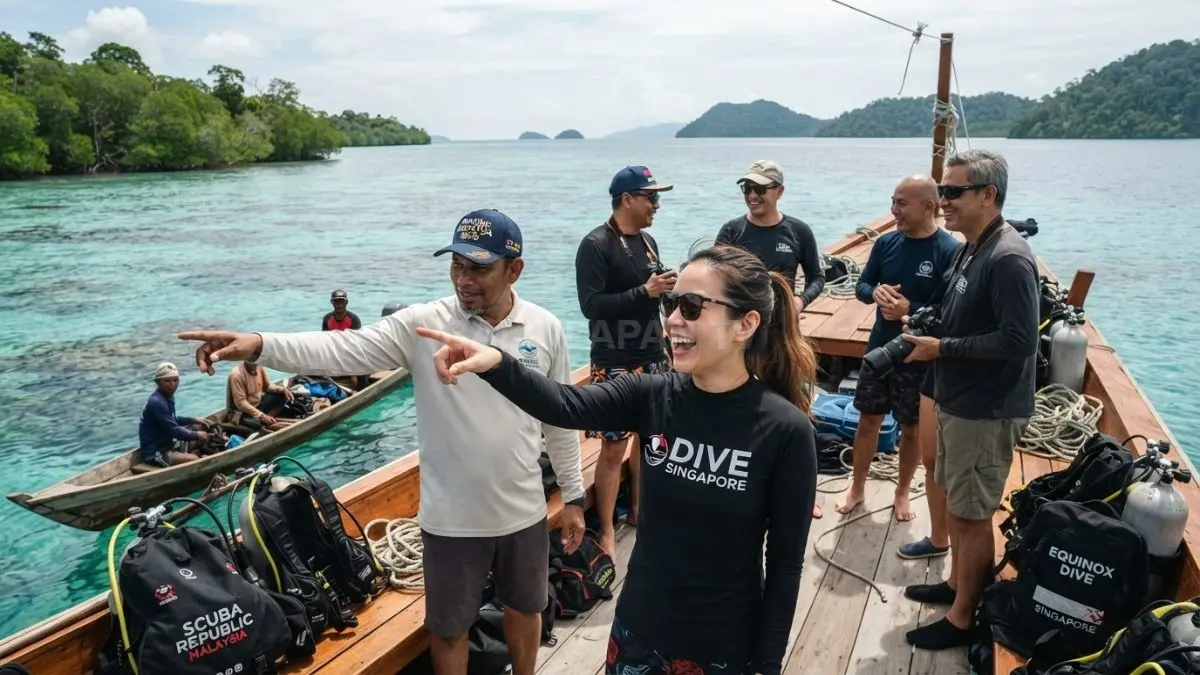 Pulau Maratua di Kabupaten Berau, Kalimantan Timur, mulai membidik pasar wisata selam Malaysia dan Singapura melalui Famtrip Marine Maratua 2026. Program ini mempertemukan pelaku industri selam kedua negara dengan pelaku usaha lokal sekaligus membuka peluang kerja sama di sektor diving, akomodasi, transportasi, hingga kuliner. (BTV/AI)