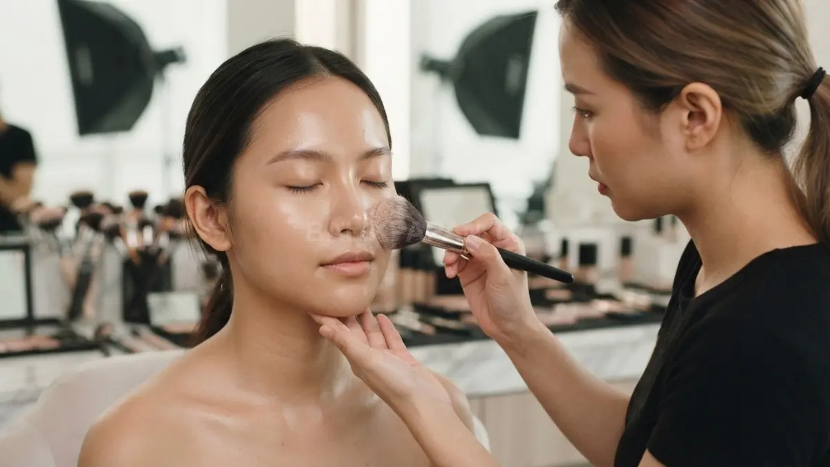 bedak lebih merata ketika wajah telah bersih, lembap, dan lapisan dasar makeup menyatu sempurna sebelum aplikasi dimulai. (BTV/AI)