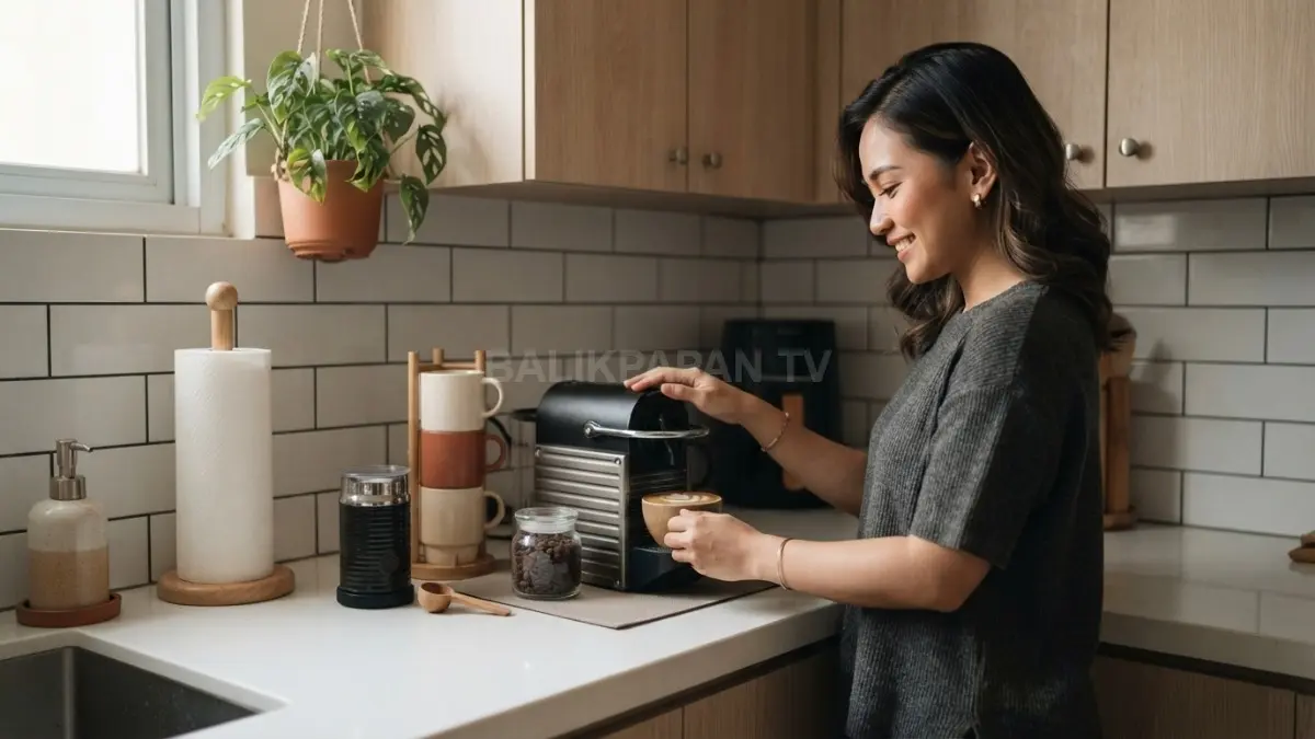 Manfaatkan sudut countertop kosong untuk coffee corner praktis, rapi, hemat tempat, dan tetap nyaman digunakan (BTV/AI)

