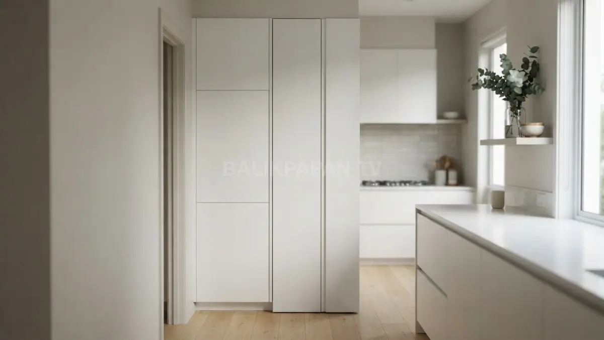 Panel penutup menyamarkan celah 15 sentimeter agar furnitur terlihat lebih rapi, utuh, dan minimalis. (BTV/AI)