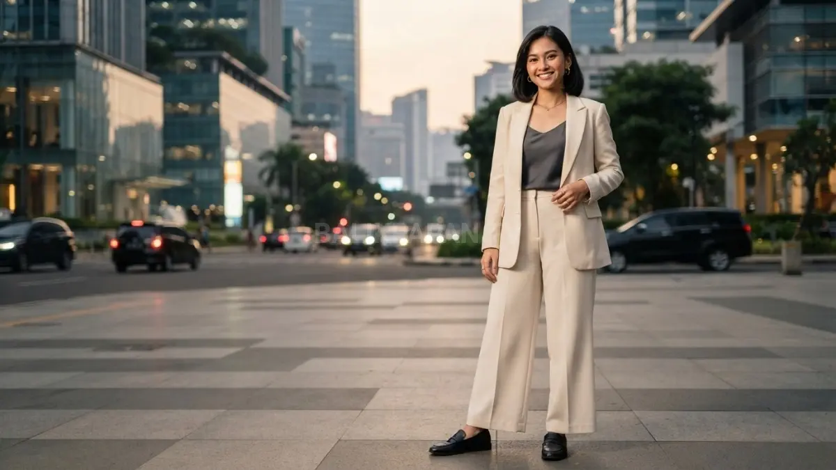 Set blazer dan celana bahan menghadirkan OOTD prom night yang formal, modern, nyaman, serta tetap fleksibel untuk bergerak (BTV/AI)