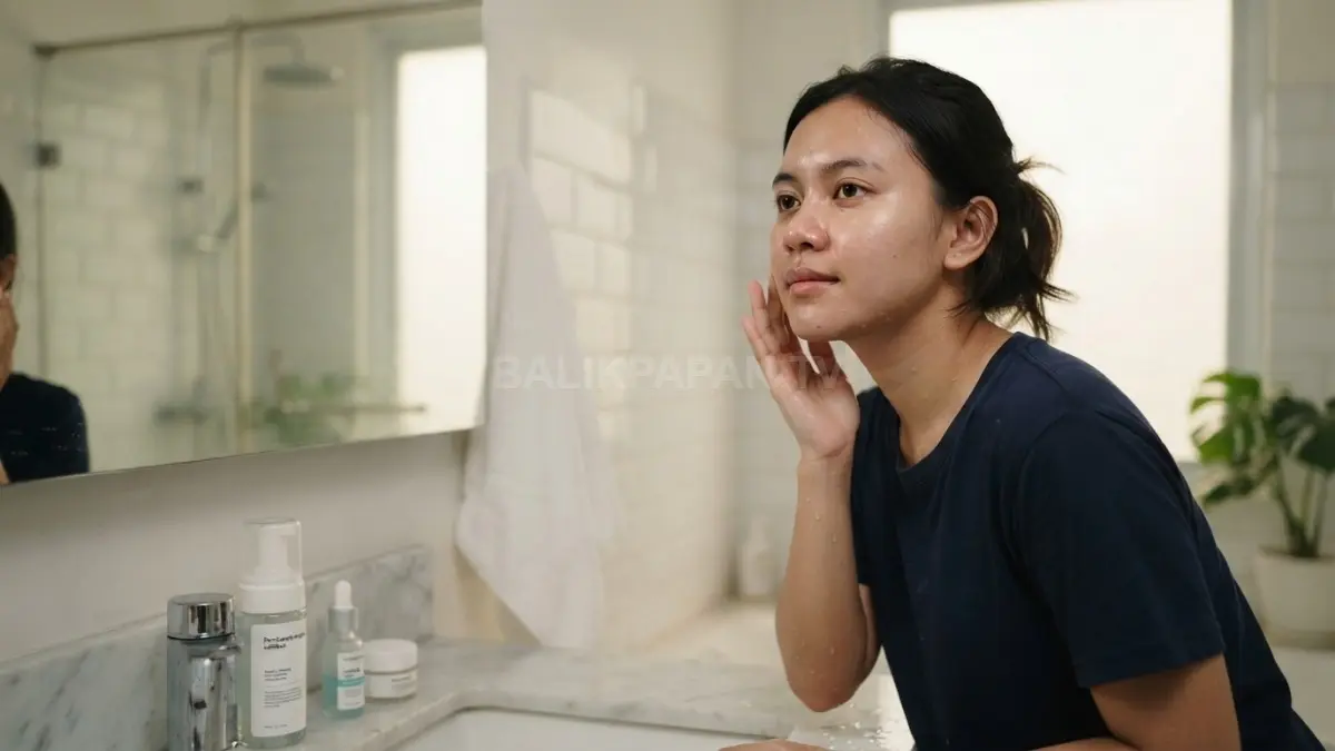 Terlalu sering mencuci muka dapat mengurangi kelembapan alami kulit, sehingga wajah terasa kering, sensitif, dan tidak nyaman setelahnya (BTV/AI)
