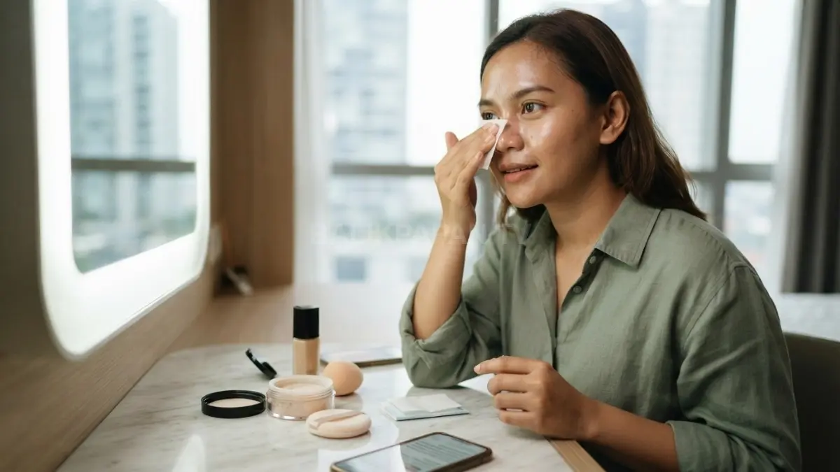 Bedak perlu disesuaikan kondisi kulit agar makeup tetap natural, tahan lama, dan tidak menonjolkan tekstur wajah (BTV/AI)
