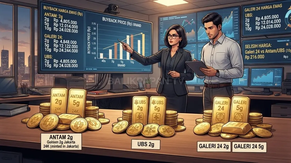 Buyback emas 2, 5, dan 10 gram menunjukkan Galeri 24 unggul atas Antam serta UBS [BTV:AI]