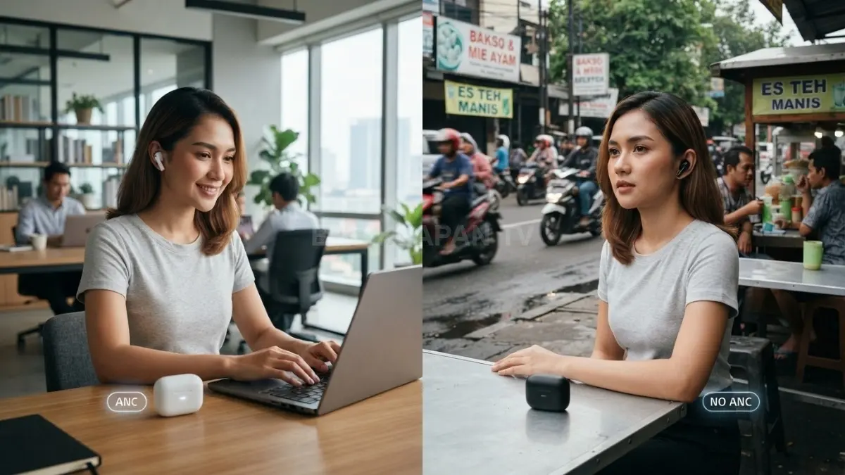 Dua earphone nirkabel dibandingkan melalui fitur ANC untuk ruang kerja dan lingkungan ramai sehari-hari (BTV/AI)
