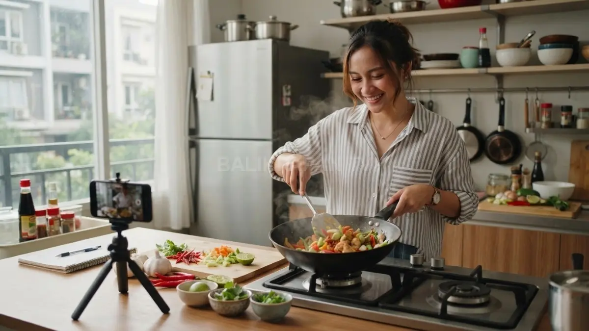 Eksperimen dapur sederhana bisa menjadi konten menarik sambil melatih kreativitas, fotografi, menulis, dan bercerita sehari-hari. (BTV/AI)