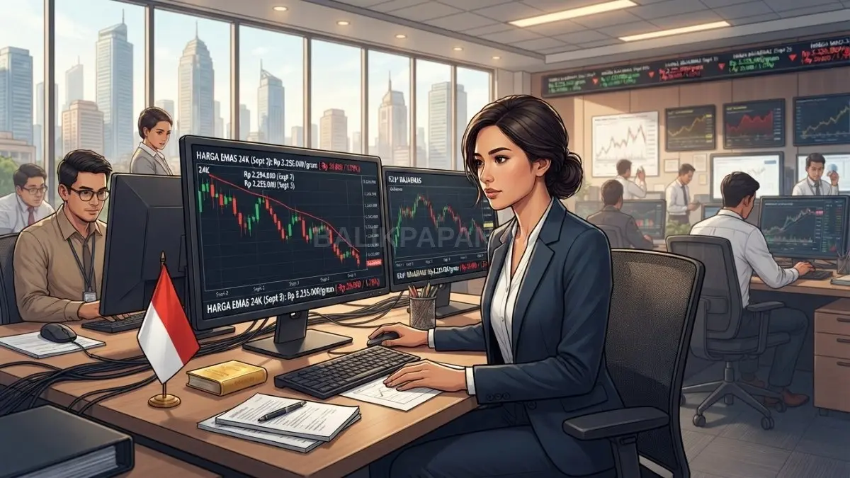 Harga emas 24 karat Lakuemas dan Rajaemas turun pada 3 September 2026. [BTV:AI]