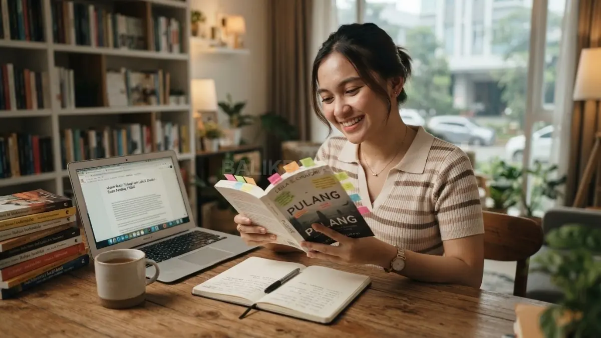 Hobi membaca bisa diubah menjadi konten rekomendasi menarik lewat ulasan pribadi, foto estetik, dan seri mingguan konsisten (BTV/AI)
