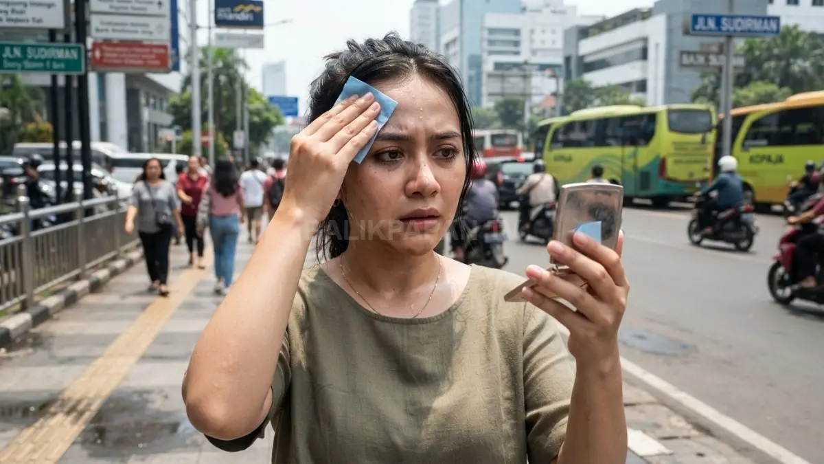 Minyak, keringat, dan cuaca panas dapat membuat makeup lebih cepat luntur meski sudah memakai setting spray (BTV/AI)
