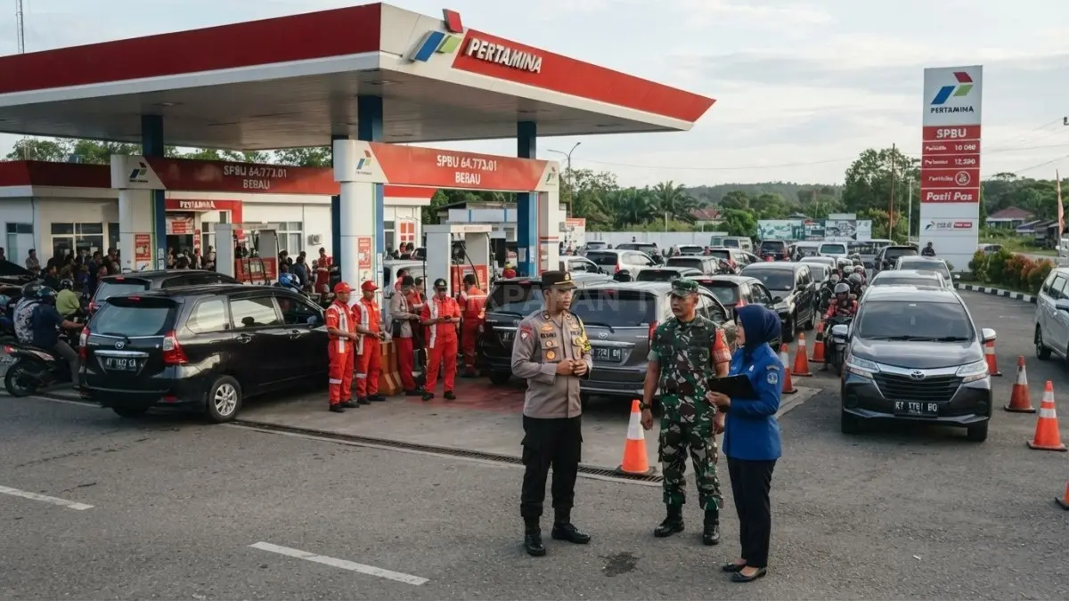 Pengawasan delapan SPBU Berau diperketat untuk mengurai antrean BBM dan menata pembelian pengecer (BTV/AI) (IZZA/BP)