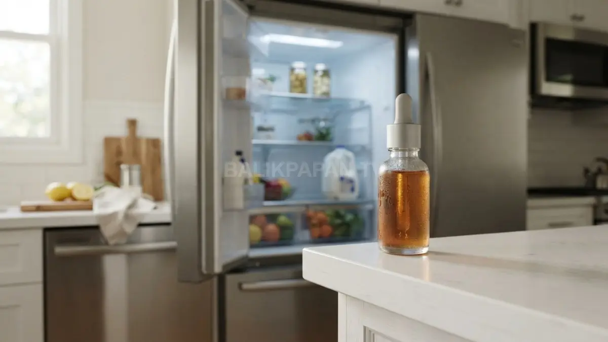 Penyimpanan serum Vitamin C di area sejuk membantu menjaga stabilitas serta kesegaran kandungan nutrisinya. (BTV/Ai)