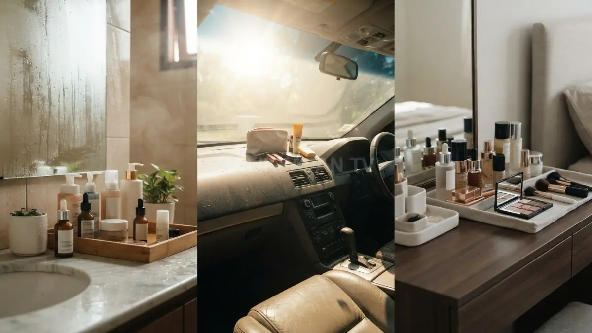 Perbandingan lokasi penyimpanan kosmetik menentukan kualitas serta ketahanan kandungan produk skincare harian Anda. (BTV/Ai)