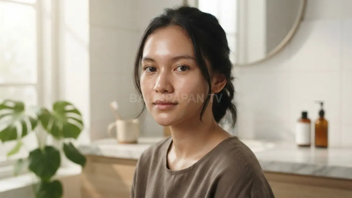 Potret wajah segar dan sehat dengan tekstur alami yang memancarkan hasil perawatan kulit secara bertahap. (BTV/Ai)