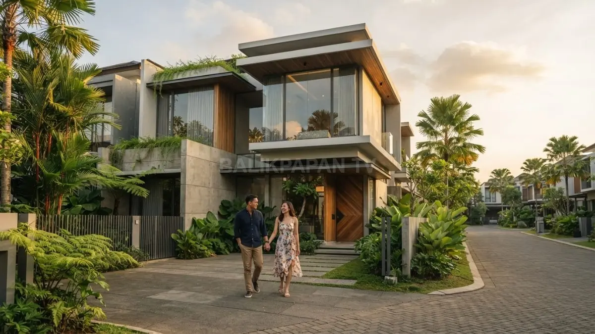 Rumah minimalis artistik memadukan bentuk unik, cahaya alami, material bertekstur, serta fungsi ruang yang harmonis. (BTV/AI)