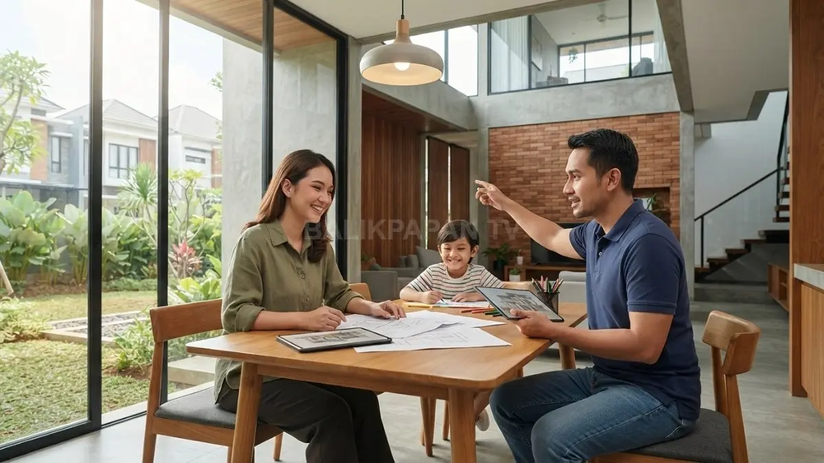 Rumah minimalis artistik memadukan bentuk unik, cahaya alami, material bertekstur, taman, dan fungsi ruang modern. (BTV/AI)