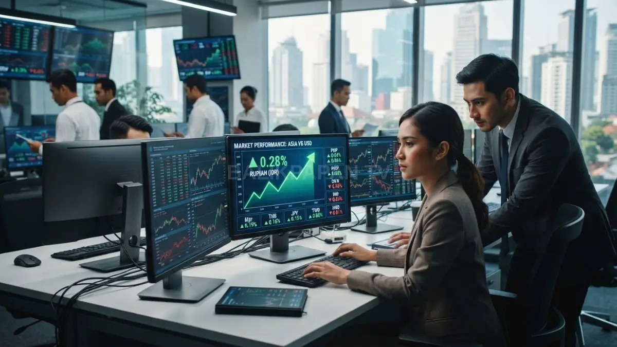 Rupiah menguat 0,28 persen mengikuti mayoritas mata uang Asia terhadap dolar AS pada perdagangan pagi. [BTV:AI]