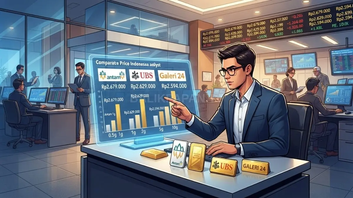Harga emas 1 gram menunjukkan Antam tertinggi, UBS menengah, Galeri 24 terendah di Pegadaian [BTV:AI]