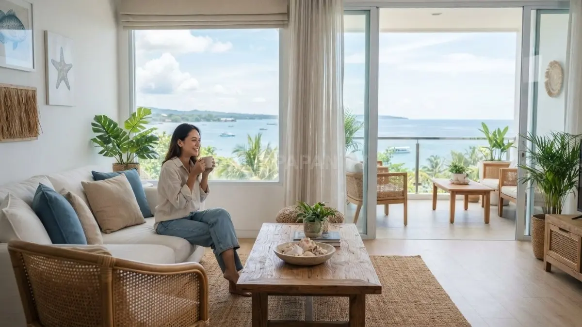 Home decor bergaya pantai memadukan warna laut, kayu terang, rotan, dan material alami untuk suasana segar. (BTV/AI)
