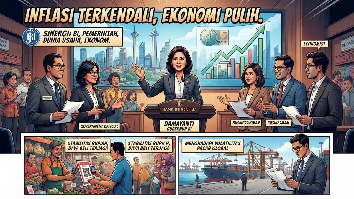 Inflasi terkendali dan stabilitas rupiah menjadi sentimen positif, sementara pelaku usaha perlu mencermati perubahan kurs global [BTV:AI]
