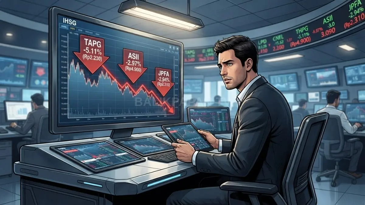 Saham TAPG, ASII, dan JPFA kompak melemah, dengan TAPG mencatat penurunan terdalam hingga 5,11% [BTV:AI]