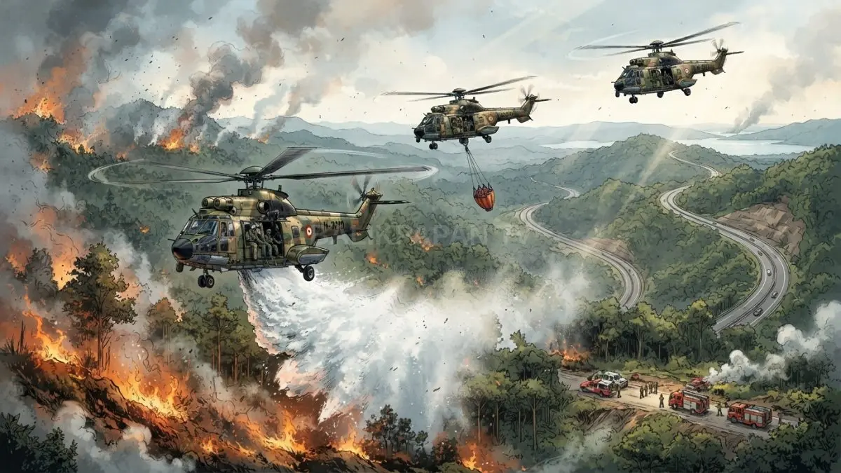 Helikopter water bombing dikerahkan memadamkan karhutla di lima area prioritas sekitar kawasan IKN Kalimantan Timur [BTV:AI]