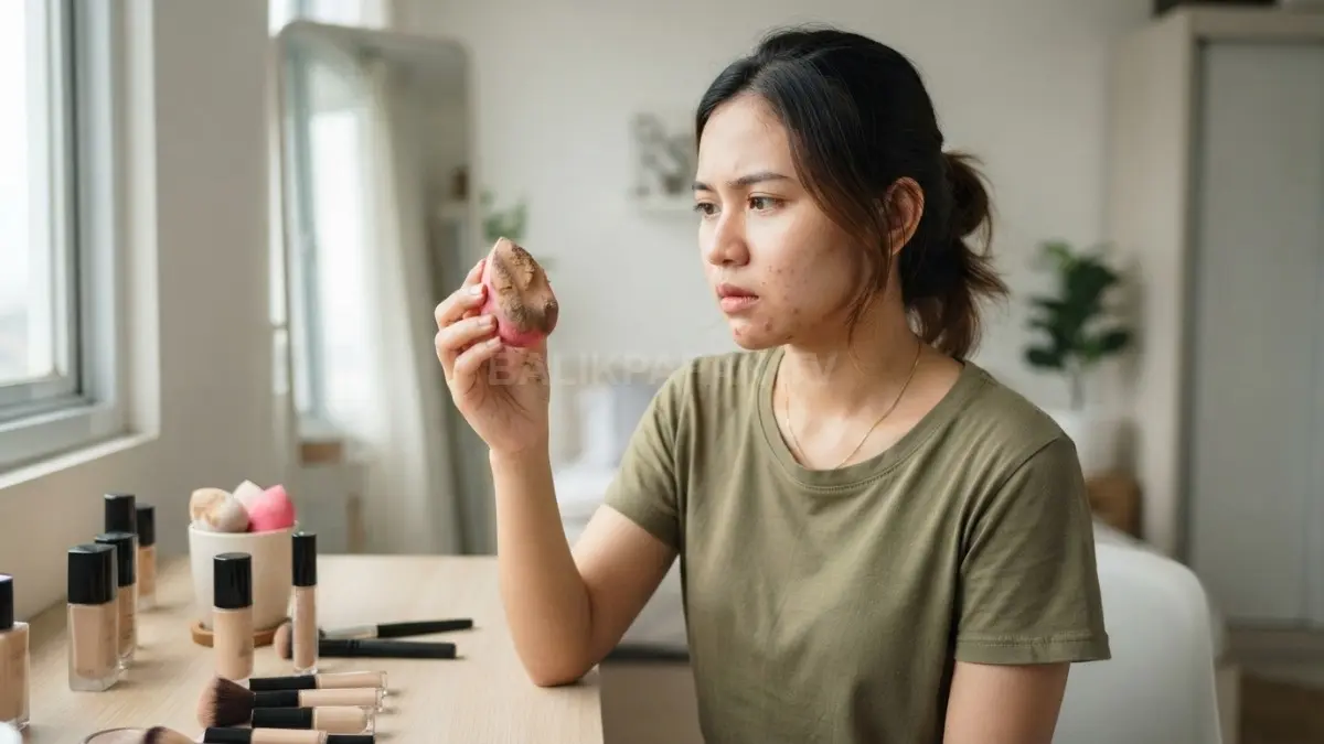 Beauty Blender kotor dapat memicu masalah kulit dan membuat hasil makeup kurang maksimal jika terus digunakan. (BTV/AI)
