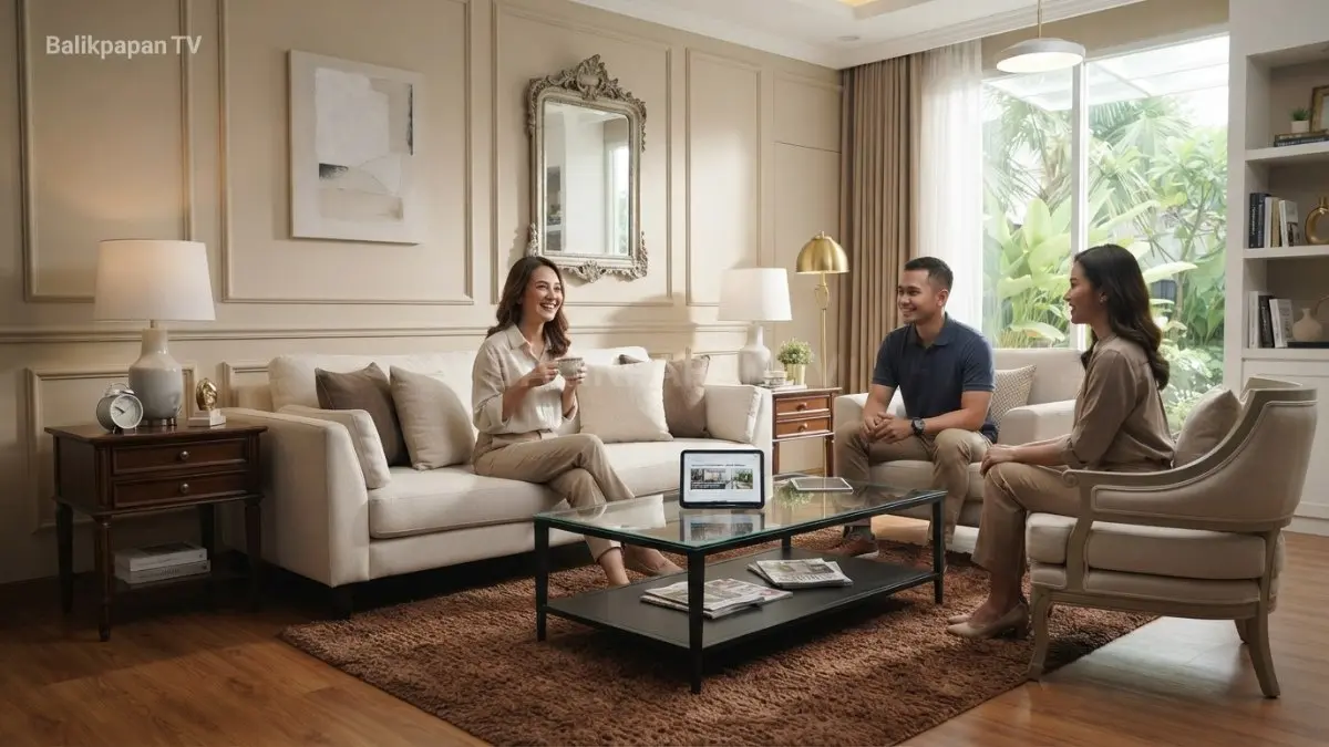 Dekorasi klasik modern memadukan panel dinding elegan, furnitur ringan, pencahayaan dekoratif, dan aksen kontemporer seimbang. (BTV/AI)