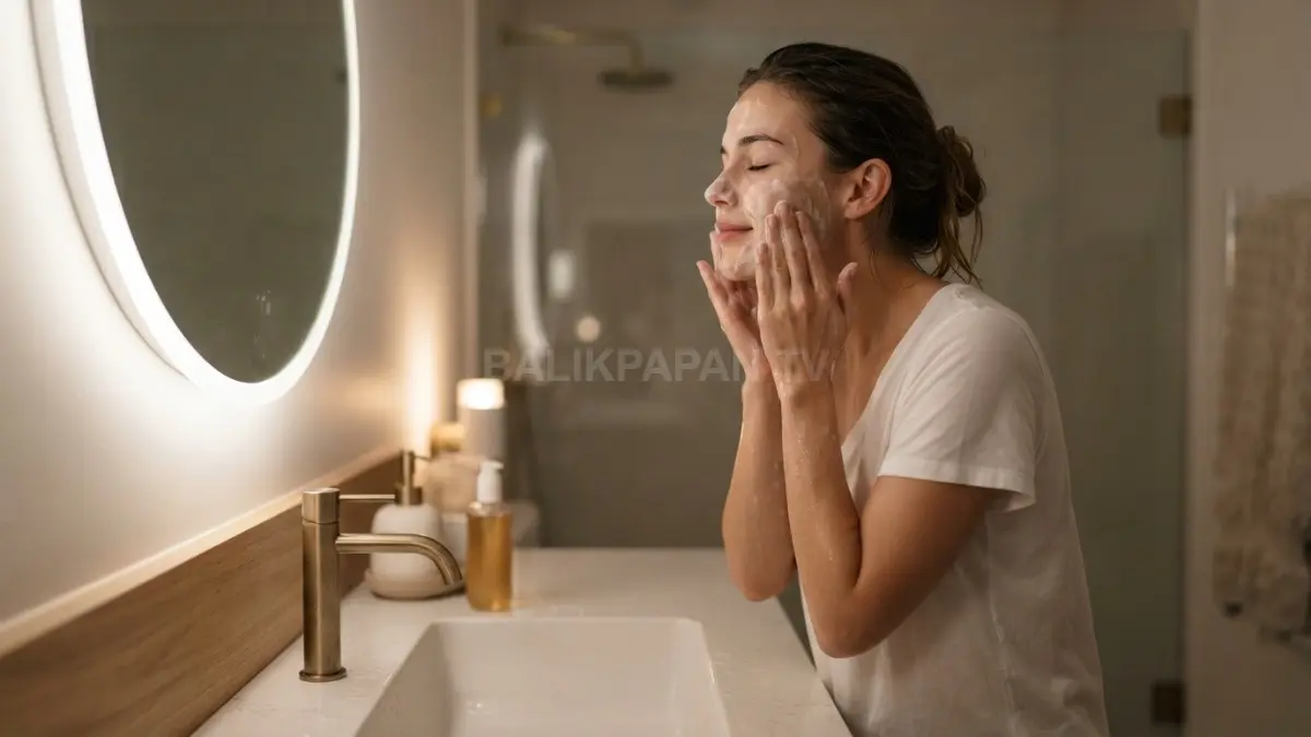 Langkah pembersihan wajah yang sederhana untuk menjaga kebersihan dan kesehatan kulit di malam hari. (BTV/Ai)