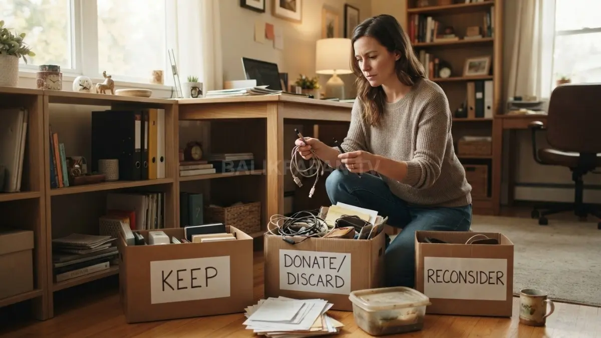 Mulai dari barang mudah diputuskan membantu proses decluttering terasa ringan, terarah, dan membangun kebiasaan rapi. (BTV/AI)