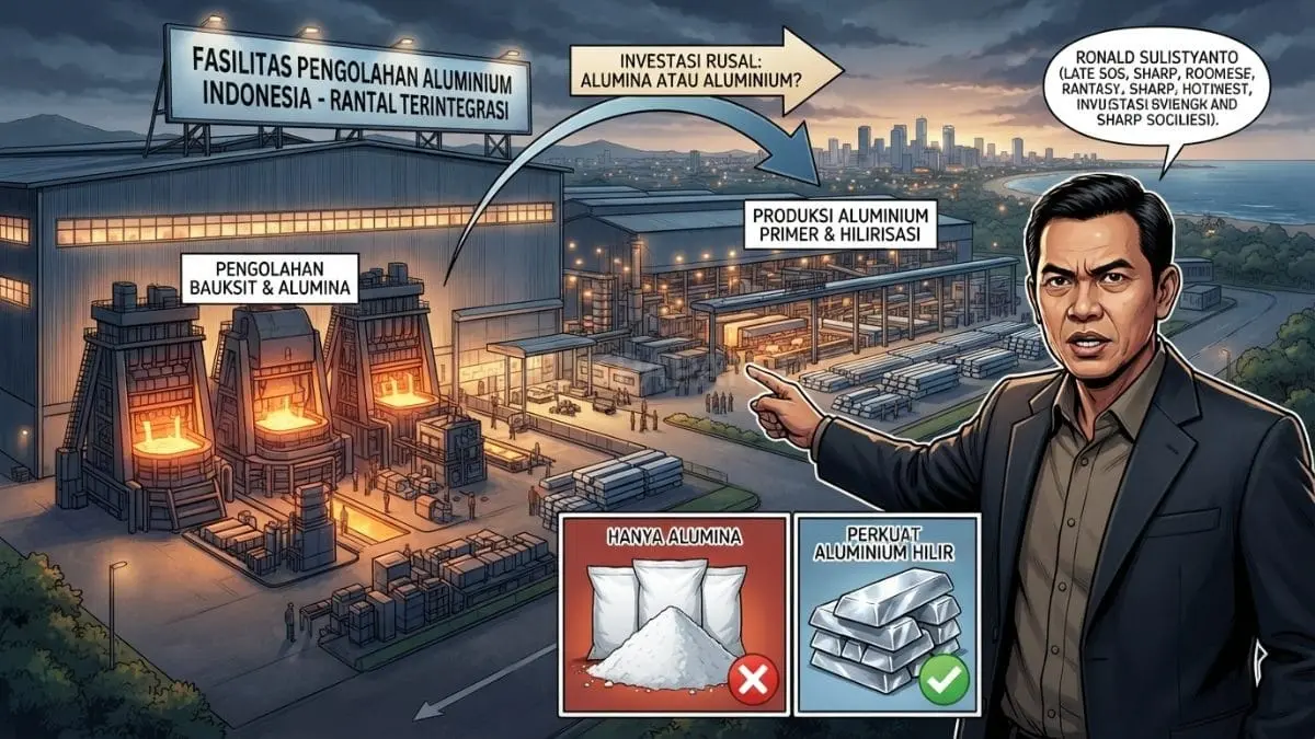 Rencana investasi Rusal mendorong penguatan industri aluminium Indonesia melalui pembangunan fasilitas pengolahan dan integrasi hilirisasi. [BTV:AI]