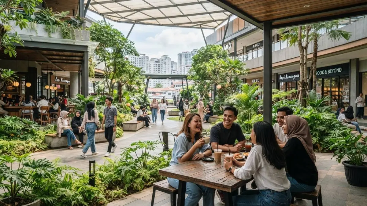 Ruang hijau dan semi-outdoor membuat mall terasa lebih nyaman, segar, santai, serta menyenangkan bagi pengunjung (BTV/AI)