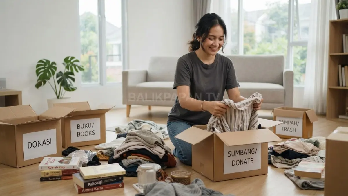 Rumah minimalis terasa lega saat pemilik memilah pakaian, buku, kotak, dan barang rumah tangga usang (BTV/AI)