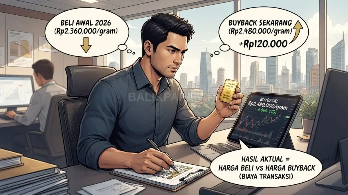 Buyback emas Antam naik 5,08 persen sejak awal tahun, tetapi keuntungan investor bergantung harga pembelian [BTV:AI]